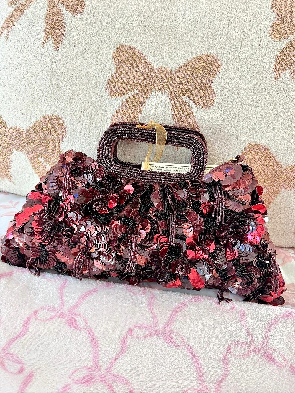 Sequin Chain Clutch in Burgundy & Black NWT
